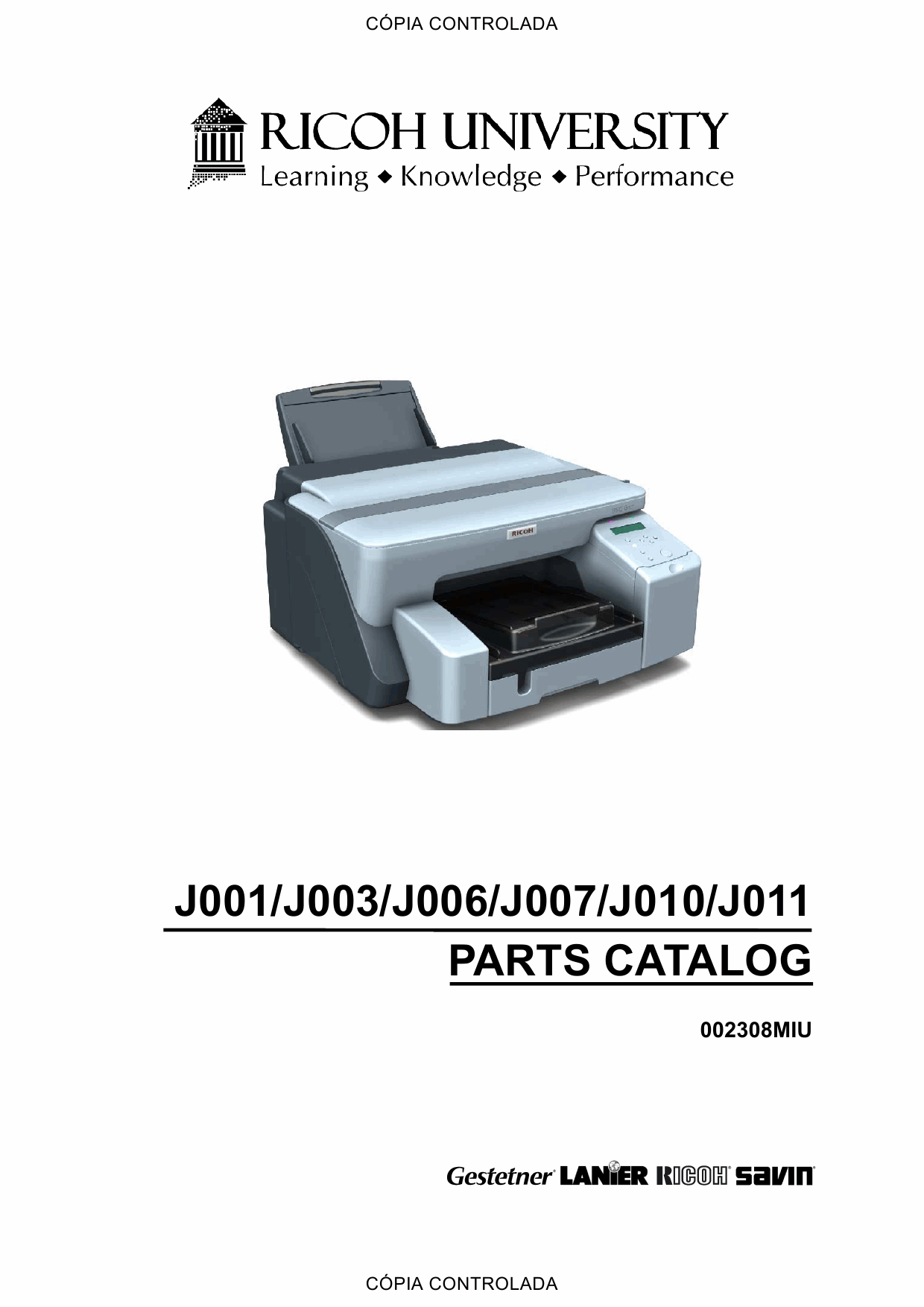 RICOH Aficio G-500 G700 GX3000 GX3050N J001 J003 J006 J007 J010 J011 Parts Catalog-1